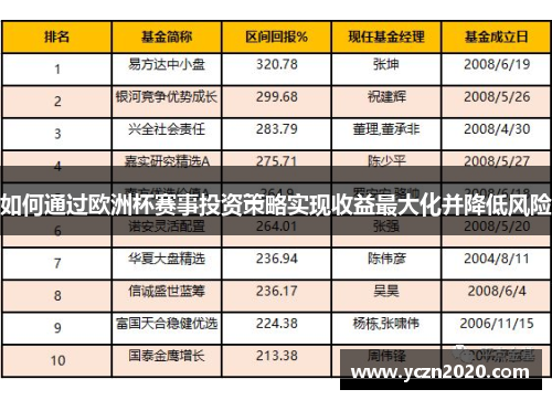 如何通过欧洲杯赛事投资策略实现收益最大化并降低风险